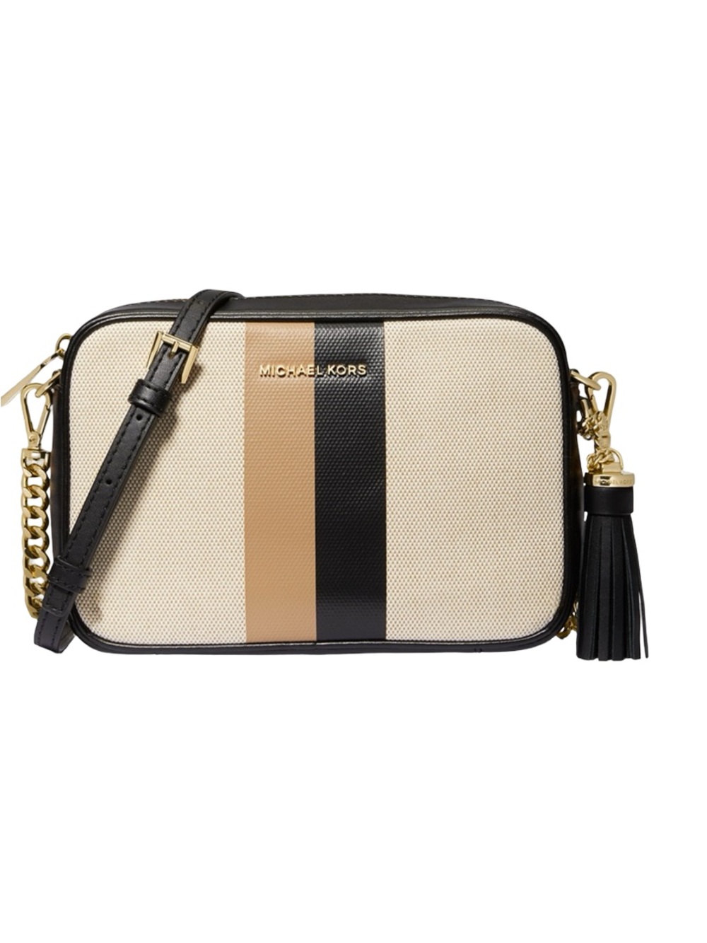 NWT Michael Kors Black & Camel Crossbody Camera Bag